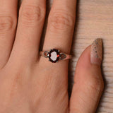 1ct Engagement Ring Oval Cut Garnet Heart Valentine Gift 14k White Gold Finish