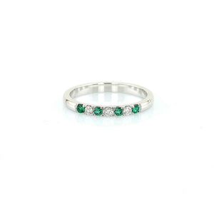 1ct Round Cut Alternate Green Emerald Diamond Wedding Band 14ct WhiteGold Finish