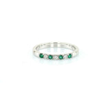 1ct Round Cut Alternate Green Emerald Diamond Wedding Band 14ct WhiteGold Finish