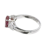 2ct Oval Cut Pink Ruby Engagement Ring Trilogy Pear Accent 14k White Gold Finish