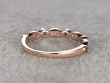 1ct Round Cut Blue Sapphire Wedding Band Vintage Stackable 14k Rose Gold Finish