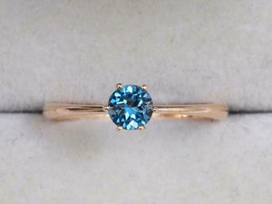 1ct Engagement Ring Round Cut London Blue Topaz Solitaire 14k Rose Gold Finish