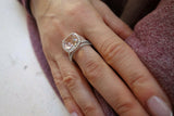 2ct Cushion Cut Peach Morganite Engagement Ring 14k White Gold Finish Bridal Set