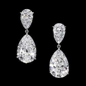 2ct Pear Cut VVS1D Diamond Water Tear Drop Woman Earrings 14k White Gold Finish