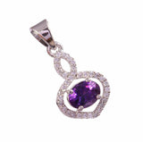 1.6ct Purple Amethyst Pendant Oval Halo Stylish 14k White Gold Finish NO CHAIN