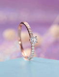 1.2ct Round Cut Diamond Engagement Ring Accent with Solitaire 14k Rose Gold Over