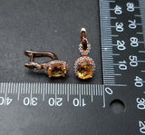 2.45ct Drop Earrings Oval Cut Yellow Citrine Stylish Halo 14k Rose Gold Finish