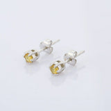 0.5ct Stud Earrings Round Cut Yellow Citrine Solitaire 14k White Gold Finish