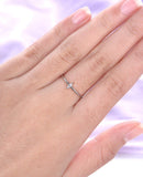 0.1ct Marquise Cut Diamond Minimalist Slim Engagement Ring 14k White Gold Finish