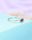 0.5ct Marquise Cut Pink Ruby Minimalist Slim Engagement Ring 14k White Gold Over