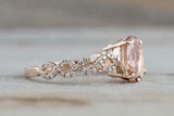 2ct Oval Cut Peach Morganite Infinity Design Solitaire Ring 14k Rose Gold Finish