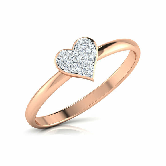 1Ct Round Cut Diamond Heart Shape Cluster Engagement Ring 14K Rose Gold Finish