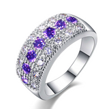 4ct Round Purple Amethyst Wedding Band Ring 14k White Gold Finish Half Eternity