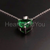 1ct Heart Simulated Emerald Solitaire Pendant 14k White Gold Plated NO CHAIN