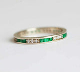 1ct Princess Cut Green Emerald Wedding Band 14k Yellow Gold Finish Full Eternity