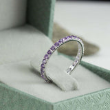 2ct Wedding Ring Band Round Cut Purple Amethyst Full Eternity 14k WhiteGold Over