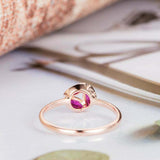 1.2ct Marquise Pink Ruby Engagement Ring 3 Stone Leaf Design 14k Rose Gold Over