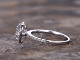 1ct Heart Cut Diamond Cluster Solitaire Engagement Ring 14k White Gold Finish