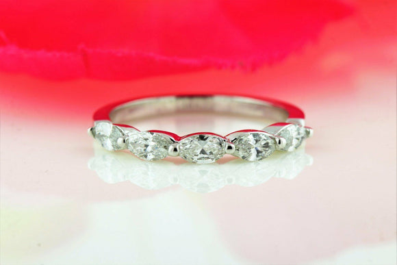 Half Eternity Wedding Ring Band 0.68ct Marquise Cut Diamond 14k WhiteGold Finish