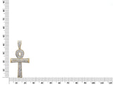 1.12ct Round Cut VVS1D Diamond Pendant Wood Log Ankh Cross 14k YellowGold Finish