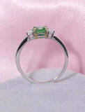 1ct Round Green Emerald Engagement Ring Trilogy Minimalist 14k White Gold Finish