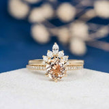 1.2ct Round Cut Peach Morganite Engagement Ring 14k YellowGold Finish Bridal Set