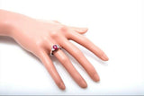 2ct Oval Cut Pink Ruby Engagement Ring Diamond Trilogy 14k White Gold Finish