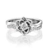 2ct Round Diamond Flower Bridal Wedding Set Engagement Ring 14k White Gold Over