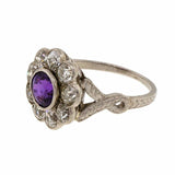 2ct Round Cut Purple Amethyst Engagement Ring Halo Vintage 14k White Gold Finish