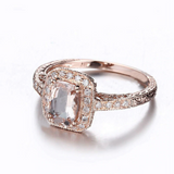 1.4ct Cushion Cut Peach Morganite Vintage Engagement Ring 14k Rose Gold Finish