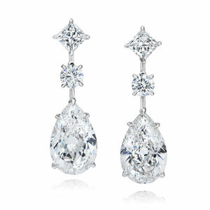 5ct Princess Round Pear Cut Diamond Tear Drop Earrings 14k White Gold Finish New