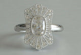 3ct Cushion Cut Diamond Engagement Ring Vintage Art Deco 14k White Gold Finish