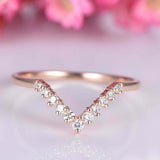 1.2ct Round Cut Diamond Curved V Shape Wedding Band Ring 14k Rose Gold Finish