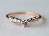 1ct Wedding Ring Band Round Cut Diamond Curved Stackable 14k Rose Gold Finish