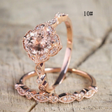 2.1Ct Cushion Cut Peach Morganite Bridal Set Engagement Ring 18K Rose Gold Over