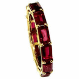 2.2ct Emerald Cut Pink Ruby Wedding Band Full Eternity 14k Yellow Gold Finish