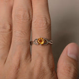 1.5ct Round Cut Yellow Citrine Engagement Ring 14k White Gold Finish Infinity