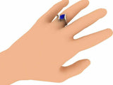 1ct Pear Cut Blue Sapphire Engagement Ring Bypass Solitaire 14k WhiteGold Finish