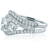 3.5ct Round Cut Diamond Engagement Ring Bridal Set Trilogy 14k White Gold Finish