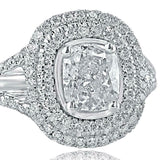 2.3ct Cushion Diamond Engagement Ring Dual Halo Split Shank 14k White Gold Over