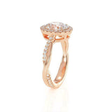 3ct Oval Cut VVS1D Diamond Engagement Ring Twist Shank Halo 14k Rose Gold Finish