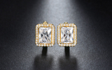 2ct Radiant Cut VVS1 Diamond Halo Solitaire Drop Earrings 14k Yellow Gold Finish