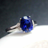 2ct Oval Cut Blue Sapphire Engagement Ring Diamond Accents 14k Rose Gold Finish