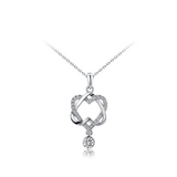 1.4ct Round Cut Diamond Pendant Chain Fancy Heart Shape 14k White Gold Finish