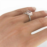 1.5ct Round Cut Peach Morganite Floral Women Engagement Ring 14k White Gold Over