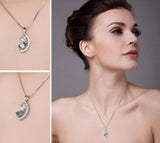 2ct Blue Aquamarine Pendant Pear Cut Stylish 14k White Gold Finish NO CHAIN