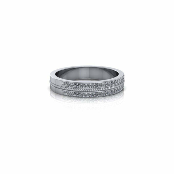 1ct Round Cut VVS1 Diamond Wedding Band 2 Row 3/4 Eternity 14k White Gold Finish