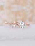 1.5ct Oval Diamond Engagement Ring Curved Bridal Wedding Set 14k Rose Gold Over