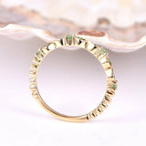 1ct Round Cut Green Peridot Half Eternity Wedding Band Ring 14k Yellow Gold Over