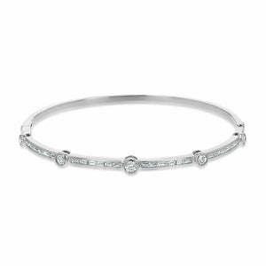 5ct Round Cut Diamond Bezel Set Cocktail Cuff Bangle Bracelet 14K WhiteGold Over